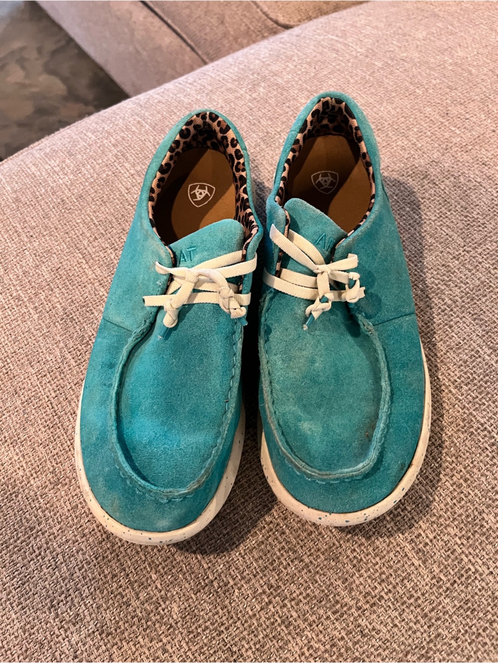 Ariat Women’s Teal Suede Casual Shoe with Leopard Lining